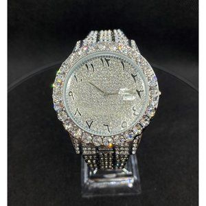 LIMITED Edition18K Silver Plated Iced Out Diamond Luxury Design Watch